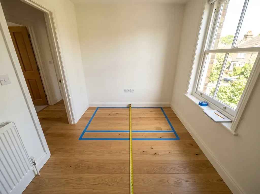 Planning the layout and finding the center of a wall for efficient small bedroom music studio ideas.